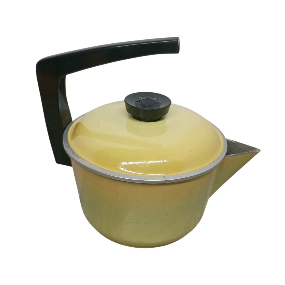 Rare Vintage Club Aluminum Harvest Gold Tea Kettle With Removable Lid